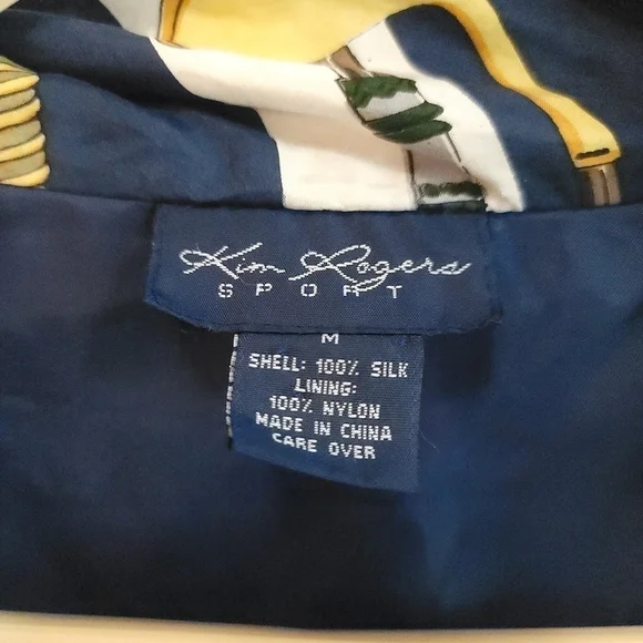 Vintage Kim Rogers Sport 100% Silk Bomber Jacket Size M - Picture 4 of 5